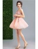 Super Cute Pink Floral Tutus Short Prom Dress Tulle With Flowers