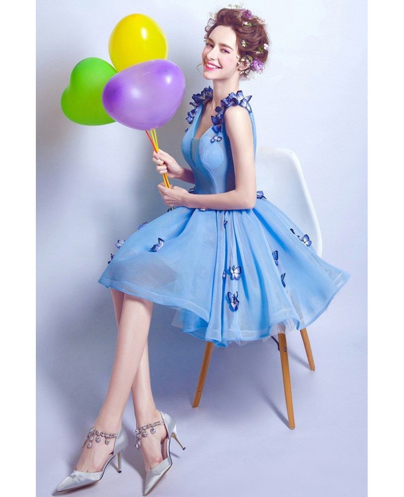 Fairytale Blue Tulle Butterfly Prom ...