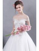 Gorgeous Off Shouler Ball Gown Tulle Wedding Dress With Bling