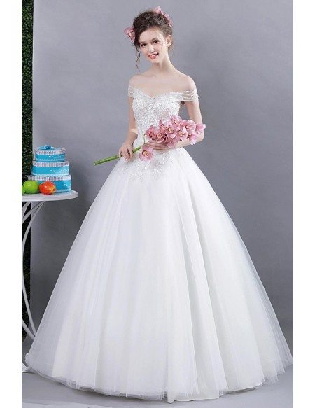 Gorgeous Off Shouler Ball Gown Tulle Wedding Dress With Bling