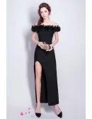Sexy Off Shoulder Black Maxi Party Dress With Slit Front