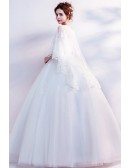 Dreamy Lace Cape Sleeves Big Ball Gown Wedding Dress Wholesale Price