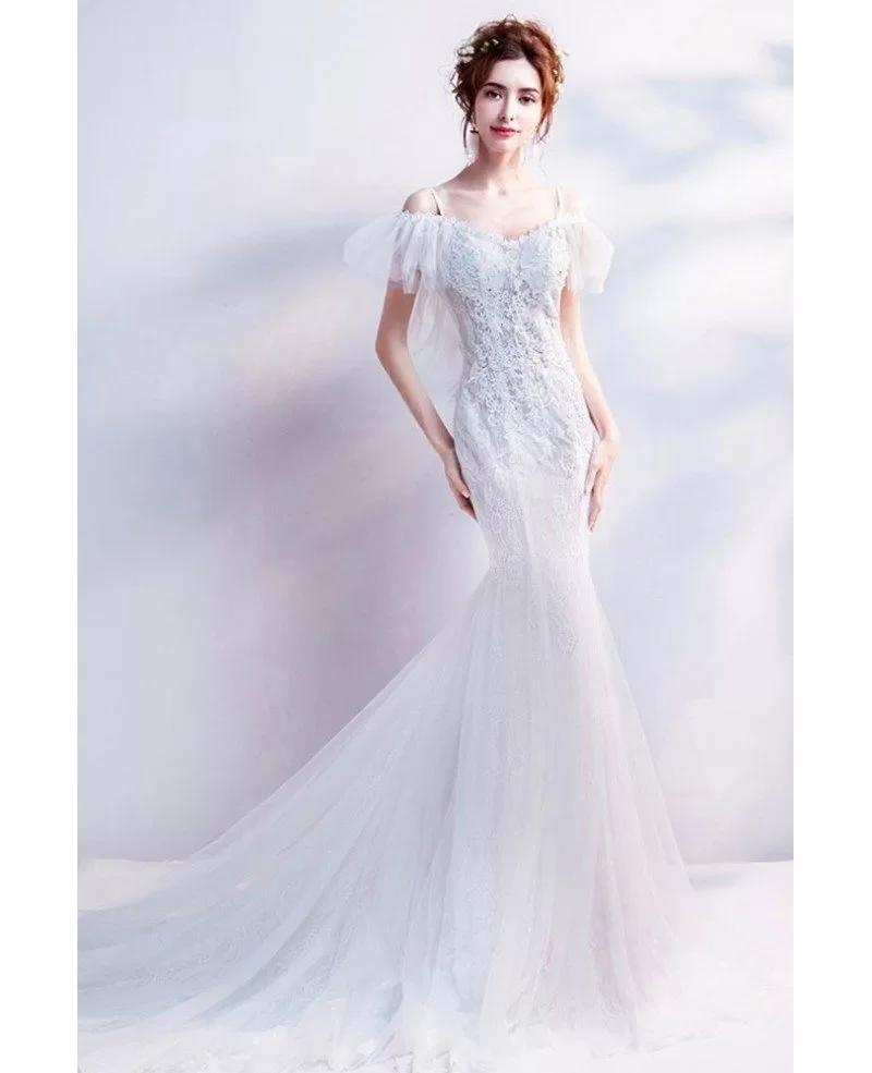 Stylish Mermaid Lace Open Back Wedding Dress In Wholesale