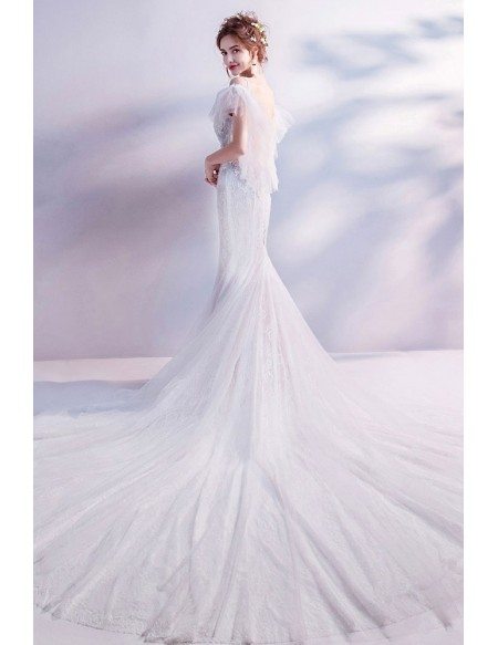 Stylish Mermaid Lace Open Back Wedding Dress In Wholesale Price