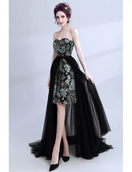 Unique Lace Short Party Dress With Detachable Long Tulle Skirt ...