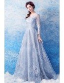Twinkling Silver V Neck Prom Party Dress With Butterfly Sleeves