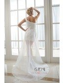 A-Line One Shoulder Asymmetrical Organza Wedding Dress With Flowers