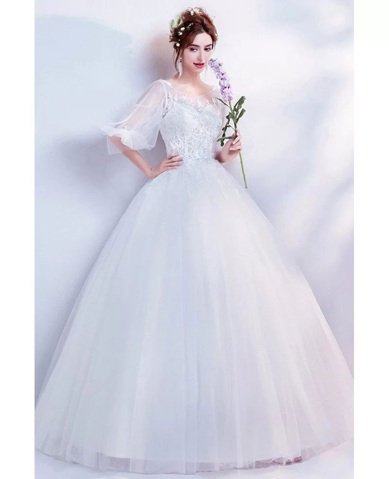 Classic Lace Ball Gown Wedding Dress With Trumpet Sleeves Wholesale # ...