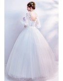 Classic Lace Ball Gown Wedding Dress With Trumpet Sleeves