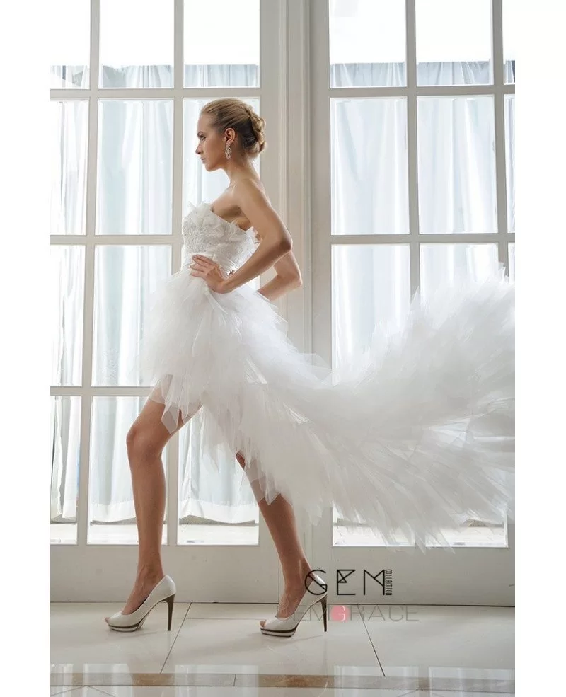 Rosedress Sexy Lace Applique High Slit A-Line Maxi Beach Wedding Dress - White, XL / White