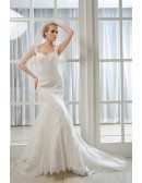 Mermaid Sweetheart Sweep Train Tulle Wedding Dress With Beading Appliques Lace