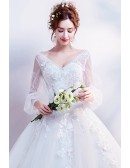 Flare Sleeves Ballgown Floral Wedding Dress 2019 In Wholesale Price