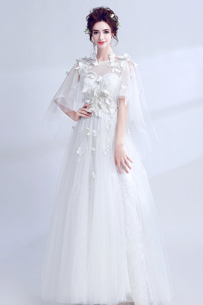 Special Butterfly Sleeve Bridal Dress For 2019 Summer Wedding Wholesale ...