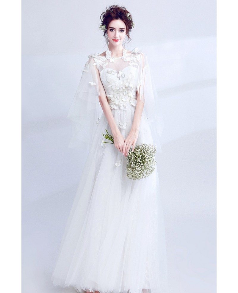 kivie Vintage Wedding Dress 2019 Princess Long Sleeve Sheer Beaded Lace  Bridal Lace White Tulle Wedding Gowns (White, 6) : Amazon.co.uk: Fashion