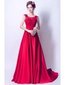 Elegant Red Long Formal Party Dress Sleeveless With Appliques