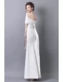 Curvy Fitted Ivory Prom Dress With Off The Shoulder Neck