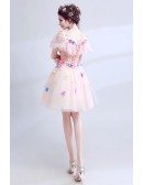 Unique Pink Short Homecoming Dress With Colorful Flowers