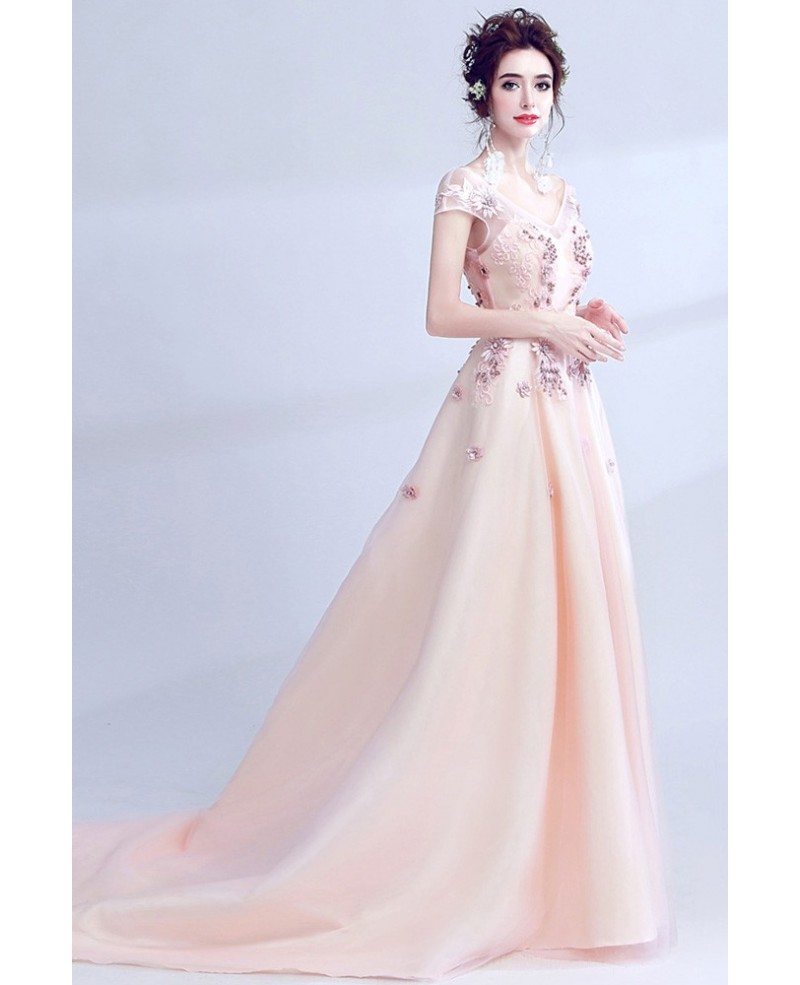 Elegant Pink Evening Dress & Prom Dress with Beaded Straps and Flowing Skirt