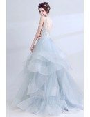 Sparkly Grey Ball Gown Prom Dress Long With Open Back