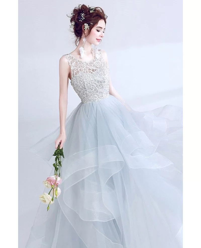 Sparkly Grey Ball Gown Prom Dress Long With Open Back Wholesale #T69383 ...