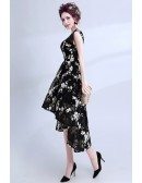Mesh Black With White Lace Prom Dress Sleeveless In High Low Style