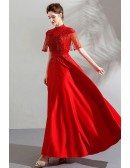 Elegant Long Red A Line Formal Dress With Tassel Sleeves