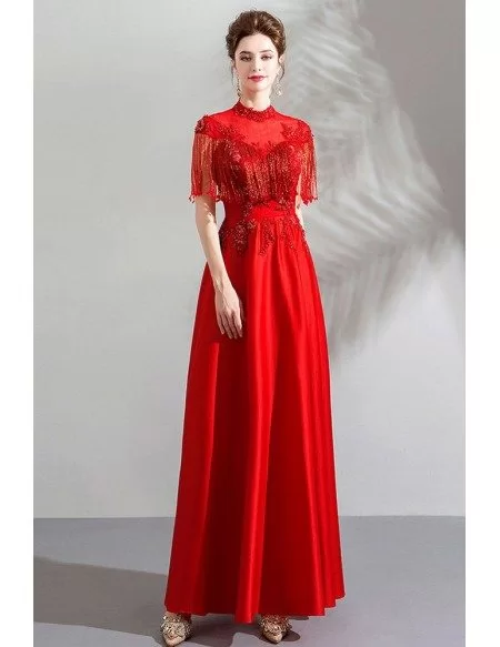 red elegant long dress