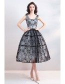 Vintage Chic Black Lace Tulle Ball Gown Short Party Dress