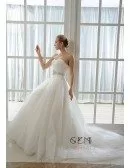 Ball-Gown Sweetheart Chapel Train Organza Wedding Dress With Beading