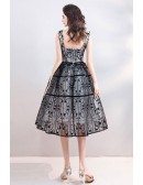Vintage Chic Black Lace Tulle Ball Gown Short Party Dress