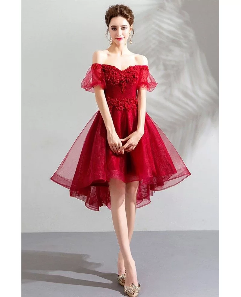 Beautify Poofy Tulle Red Short Prom 
