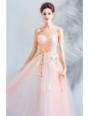 Fairy Pink Butterflies Tulle Party Dress Tea Length With Flowers