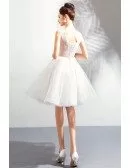 Pure White Poofy Short Tulle Prom Dress With Appliques Sleeveless