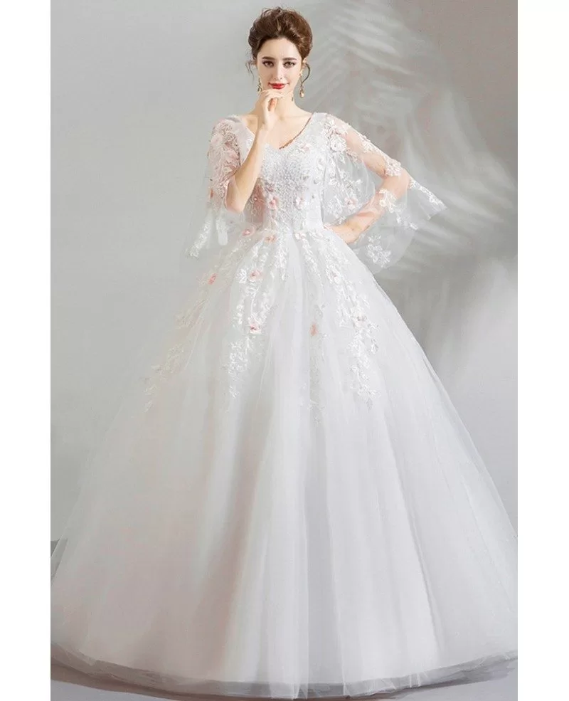 Fairy White Tulle Princess Ball Gown Wedding Dress With