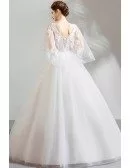Fairy White Tulle Princess Ball Gown Wedding Dress With Flowers