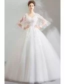 Fairy White Tulle Princess Ball Gown Wedding Dress With Flowers