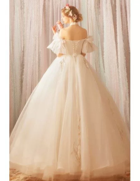 Stunning Fairy White Princess Ball Gown Wedding Dress Halter