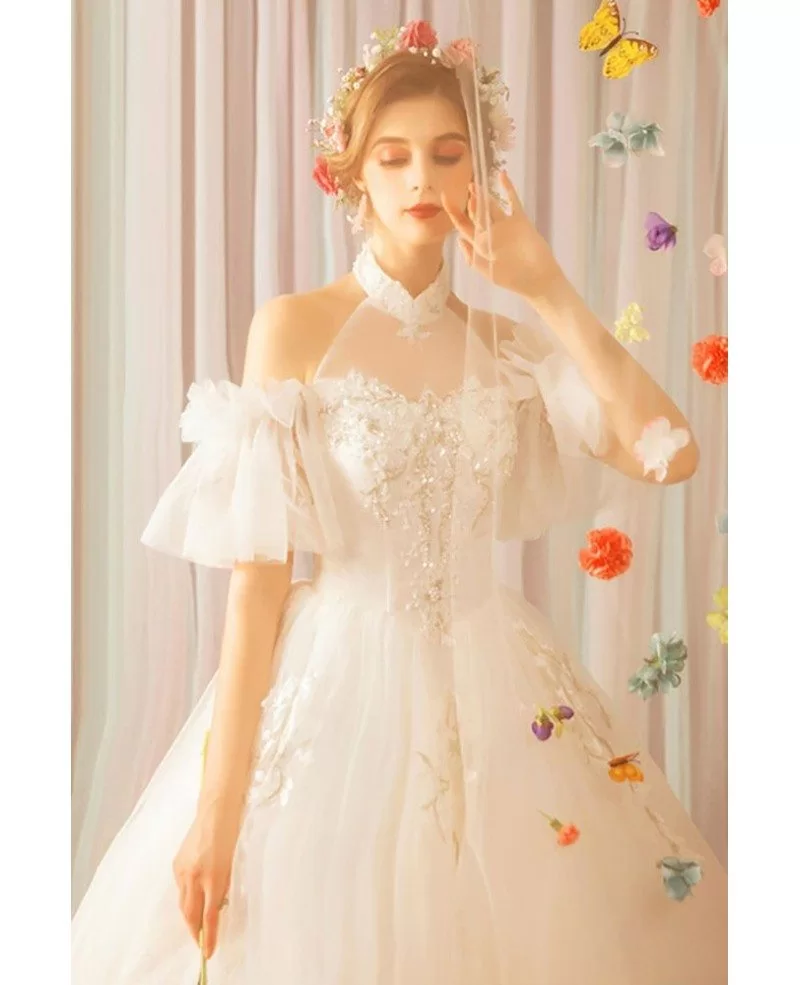 Stunning Fairy White Princess Ball Gown Wedding Dress Halter Wholesale ...