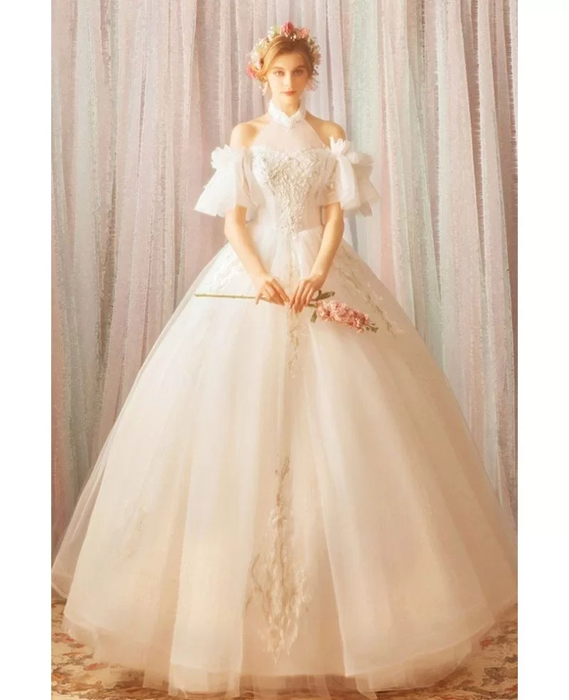 White Princess Ball Gown Wedding Dress