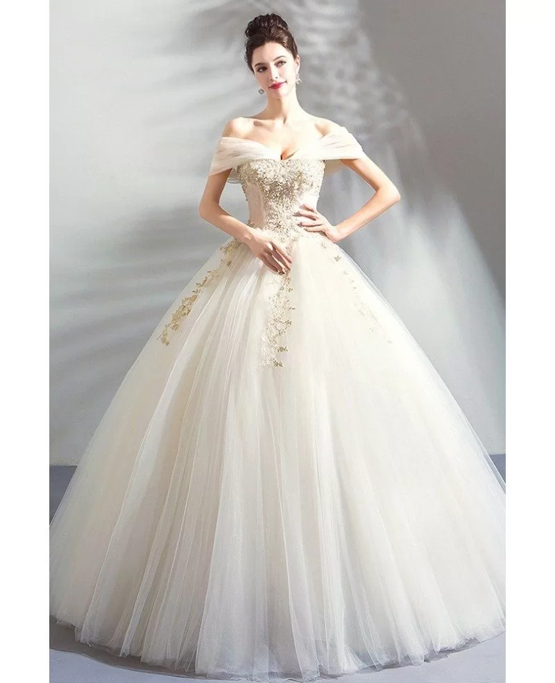Luxury Embroidery Beige Ball Gown ...