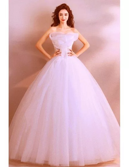 Classy White Formal Ball Gown Wedding Dress Princess With Ruffles
