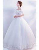 Gorgeous Off Shoulder White Ball Gown Wedding Dress With Sequins