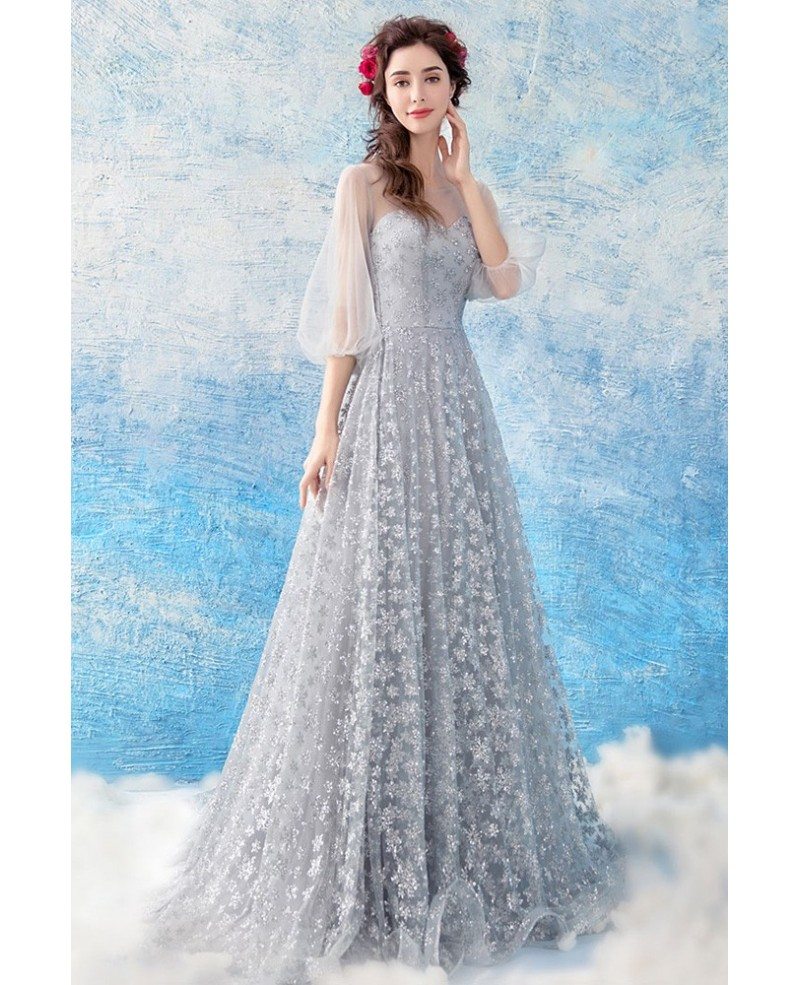 Glitter A Line Elegant Simple Long Prom Dresses Cheap - Bridelily