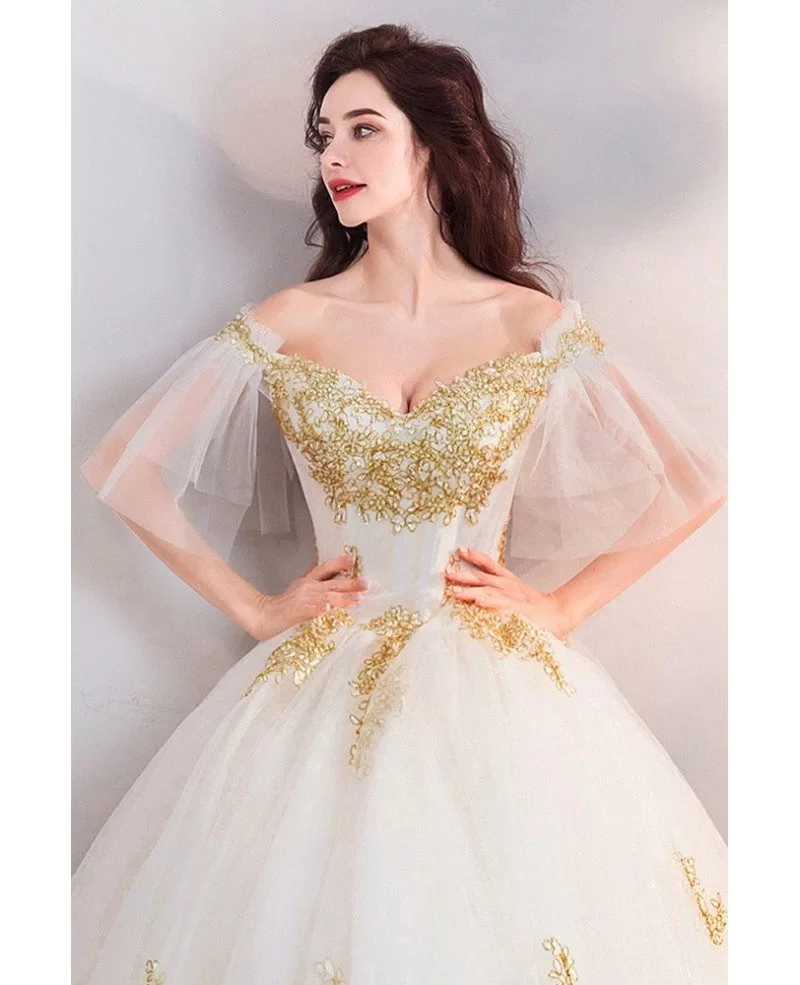 Long Formal Wedding Dresses For Bride With Lantern Sleeve, Bridal Dress  Sexy Tube Top Dress, Luxury Off Shoulder Ball Gown Princess Wedding  Photos,champagne-S : Amazon.ae: Fashion
