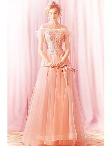 pink flowy prom dress