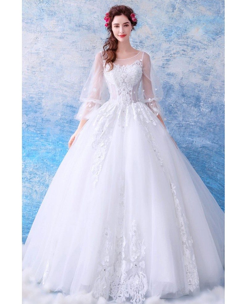 Fairy Butterfly Sleeve Princess Ball Gown Wedding Dress Wholesale Price Wholesale T69131