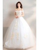 Gorgeous Ball Gown Off Shoulder Wedding Dress With Flowers