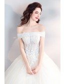 Charming Off Shoulder Ball Gown Wedding Dress With Bling Bling