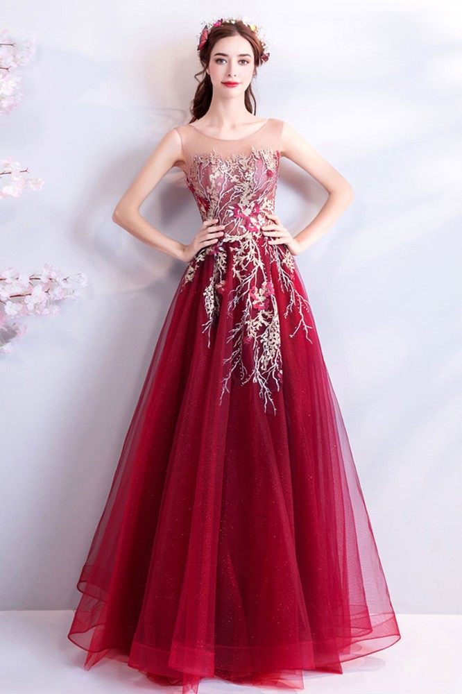 Unique Luxury Red Embroidered Long Prom Dress Sleeveless Wholesale # ...
