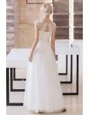 Modest A-Line Scoop Neck Floor-Length Organza Wedding Dress With Beading
